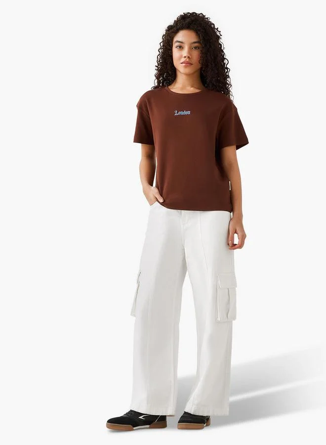لي كوبر Lee Cooper Cotton T-shirt with Logo Print